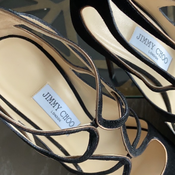 Jimmy Choo Loila suede/metallic leather black heels. - Picture 9 of 9